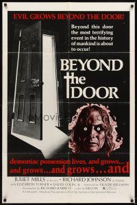 4w512 BEYOND THE DOOR 1sh '74 demonic possession lives, the most terrifying event of mankind!