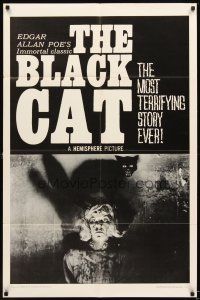 4w514 BLACK CAT 1sh '66 Edgar Allan Poe's immortal classic, cool creepy horror image!