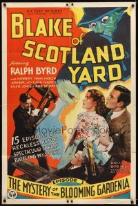 4w517 BLAKE OF SCOTLAND YARD chapter 1 1sh '37 Ralph Byrd, cool detective serial artwork!