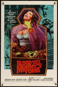 4w523 BLOOD FROM THE MUMMY'S TOMB 1sh '72 AIP, art of sexy women & severed hand!