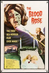 4w526 BLOOD ROSE 1sh '70 La rose ecorchee, first sex-horror film ever made, wild images!