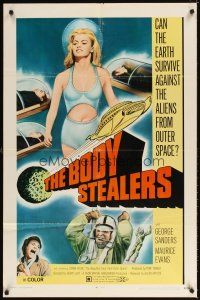 4w528 BODY STEALERS 1sh '70 great image of sexy Lorna Wilde, the beautiful face from outer space!