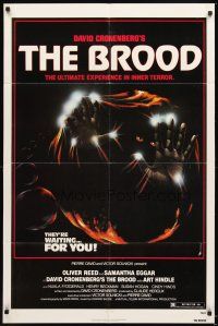 4w533 BROOD 1sh '79 David Cronenberg, Oliver Reed, Samantha Eggar, art of monster in embryo!