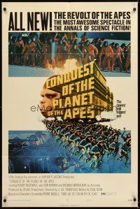 4w548 CONQUEST OF THE PLANET OF THE APES style B 1sh '72 Roddy McDowall, the revolt of the apes!