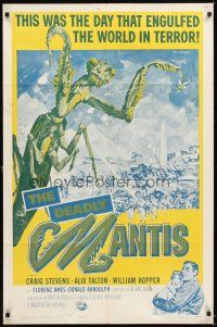 4w563 DEADLY MANTIS 1sh R64 classic art of giant insect & Washington Monument by Ken Sawyer