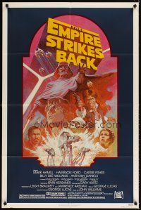 4w584 EMPIRE STRIKES BACK 1sh R82 George Lucas sci-fi classic, cool artwork by Tom Jung!