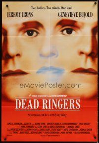 4w923 DEAD RINGERS English 1sh '88 Jeremy Irons & Genevieve Bujold, directed by David Cronenberg!
