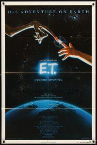 4w577 E.T. THE EXTRA TERRESTRIAL 1sh '82 Drew Barrymore, Steven Spielberg classic, Alvin art!