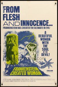 4w599 FRANKENSTEIN CREATED WOMAN 1sh '67 Peter Cushing, Susan Denberg had the soul of the Devil!
