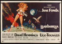 4w868 BARBARELLA German 33x47 '68 sexiest sci-fi art of Jane Fonda by Robert McGinnis, Vadim!