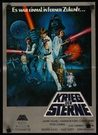 4w874 STAR WARS German 12x19 '77 classic sci-fi epic, great art by Tom Chantrell!