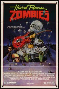 4w617 HARD ROCK ZOMBIES 1sh '85 wild art, they came from the grave to rock n' rave & misbehave!