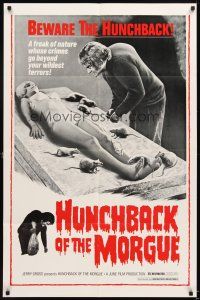 4w632 HUNCHBACK OF THE MORGUE 1sh '75 Aguirre's El Jorobado de la Morgue, sexy girl w/rats!