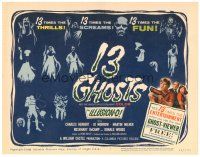4w077 13 GHOSTS TC '60 William Castle haunted house horror in Illusion-O, cool artwork!