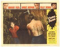 4w141 CAPE FEAR LC #5 '62 c/u of bloody Gregory Peck & Robert Mitchum at climax in swamp!