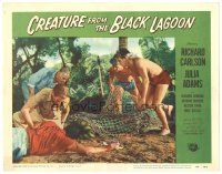 4w153 CREATURE FROM THE BLACK LAGOON LC #6 '54 divers Carlson & Denning catch the monster in net!