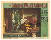 4w154 CREATURE WALKS AMONG US LC #5 '56 monster crashes through glass door to get at guy!