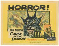 4w085 NIGHT OF THE DEMON TC '57 Tourneur, great artwork of the wackiest monster from Hell!