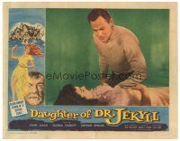 4w161 DAUGHTER OF DR JEKYLL LC '57 Edgar Ulmer, John Agar glares at Gloria Talbott laying in bed!