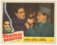 4w180 DRACULA'S DAUGHTER LC #5 R49 Gloria Holden in border art, Irving Pichel & Otto Kruger fight!