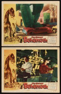 4w479 GIANT BEHEMOTH 2 LCs '59 includes c/u of massive brontosaurus dinosaur monster smashing car!