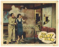 4w199 GIANT CLAW LC #4 '57 image of Edgar Barrier and Mara Corday terrified by broken window!