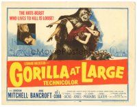 4w091 GORILLA AT LARGE TC '54 great artwork of giant ape holding screaming sexy Anne Bancroft!