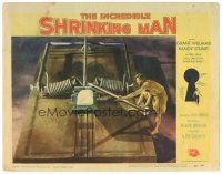 4w222 INCREDIBLE SHRINKING MAN LC #8 '57 great fx image of tiny man using nail to set mouse trap!