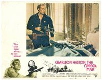4w283 OMEGA MAN LC #8 '71 c/u of last man alive Charlton Heston pointing gun at dead body in bed!