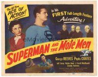 4w102 SUPERMAN & THE MOLE MEN TC '51 great image of George Reeves, Phyllis Coates & wacky aliens!