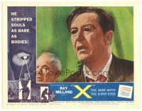4w355 X: THE MAN WITH THE X-RAY EYES LC #6 '63 best close up of blind Ray Milland with black eyes!
