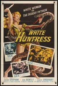 4w686 OUTLAW SAFARI 1sh R57 great artwork of super sexy White Huntress vs deadly python!