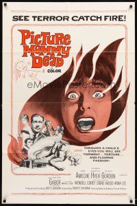 4w692 PICTURE MOMMY DEAD 1sh '66 see terror catch fire through a child's eyes, cool art!