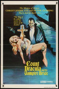4w716 SATANIC RITES OF DRACULA 1sh 1978 great artwork of Count Dracula & his Vampire Bride!
