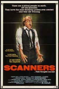 4w720 SCANNERS 1sh '81 David Cronenberg, in 20 seconds your head explodes, sci-fi art by Joann!