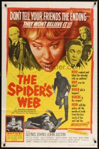 4w734 SPIDER'S WEB 1sh '61 Glynis Johns, written by Agatha Christie, cool images!