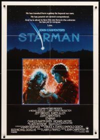 4w738 STARMAN int'l 1sh '84 John Carpenter, alien Jeff Bridges & Karen Allen in rain of sparks!