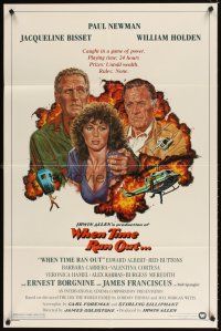 4w773 WHEN TIME RAN OUT 1sh '80 cool art of Paul Newman, William Holden & Jacqueline Bisset