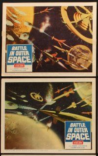 4w434 BATTLE IN OUTER SPACE 6 LCs '60 Uchu Daisenso, Toho sci-fi, space declares war on Earth!