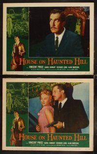 4w386 HOUSE ON HAUNTED HILL 8 LCs '59 William Castle, Vincent Price, classic horror images!