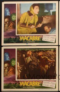 4w452 MACABRE 5 LCs '58 William Castle, great images of terrified cast members!
