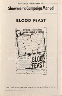 4w791 BLOOD FEAST pressbook '63 Herschell Gordon Lewis classic, horror to end all horror!