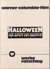 4w862 HALLOWEEN German pressbook '78 John Carpenter classic, great Bob Gleason jack-o-lantern art!
