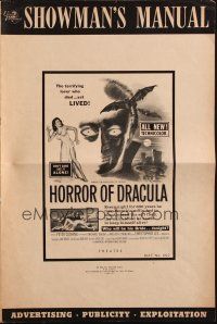4w809 HORROR OF DRACULA pressbook '58 Hammer, cool vampire monster & sexy girl artwork!