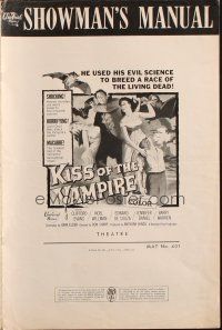 4w819 KISS OF THE VAMPIRE pressbook '63 Hammer, cool art of devil bats attacking by Joseph Smith!