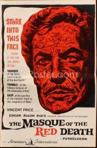 4w822 MASQUE OF THE RED DEATH pressbook '64 cool montage art of Vincent Price by Reynold Brown!