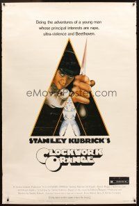 4x093 CLOCKWORK ORANGE 40x60 '72 Stanley Kubrick classic, Philip Castle art of Malcolm McDowell!