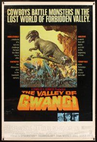 4x100 VALLEY OF GWANGI 40x60 '69 Ray Harryhausen, great artwork of cowboys battling dinosaurs!