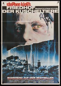 4x131 PET SEMATARY German 33x47 '89 Stephen King's best selling thriller, cool graveyard image!