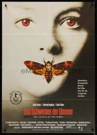 4x132 SILENCE OF THE LAMBS German 33x47 '90 great image of Jodie Foster with moth over mouth!